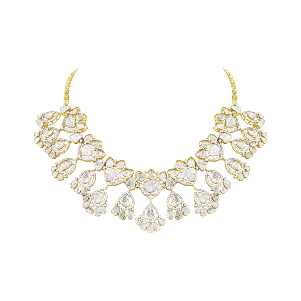 Polki Necklace with Pear & Teardrop Polki Diamond